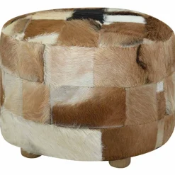 vidaXL Poef rond 50x50x45 cm geitenleer