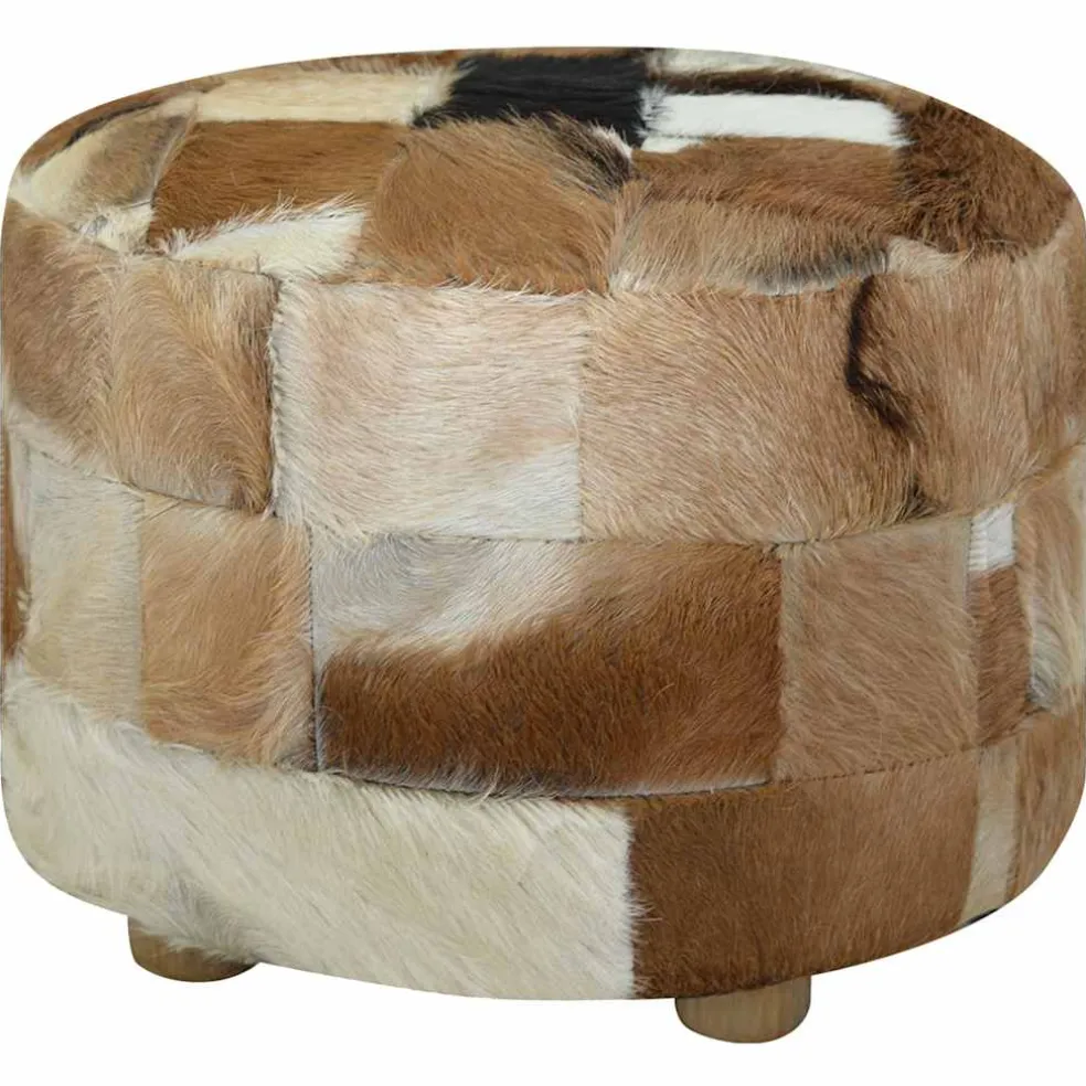 vidaXL Poef rond 50x50x45 cm geitenleer