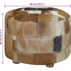 vidaXL Poef rond 50x50x45 cm geitenleer