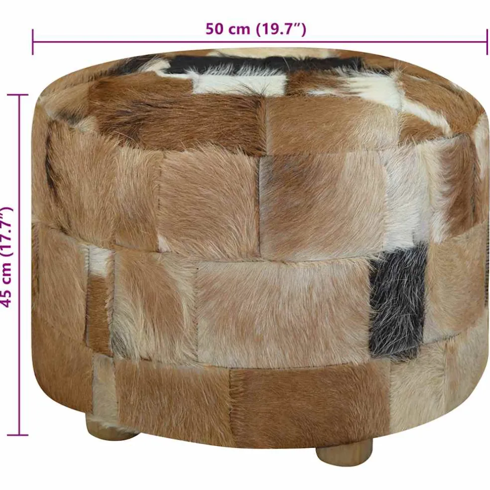 vidaXL Poef rond 50x50x45 cm geitenleer