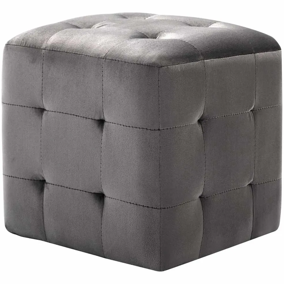 vidaXL Poef 2 st 30x30x30 cm fluweel grijs