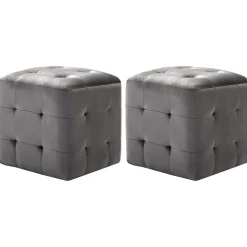 vidaXL Poef 2 st 30x30x30 cm fluweel grijs