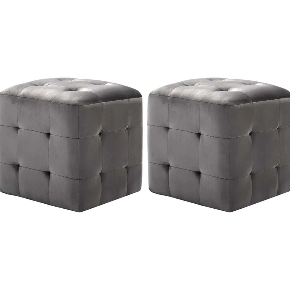 vidaXL Poef 2 st 30x30x30 cm fluweel grijs