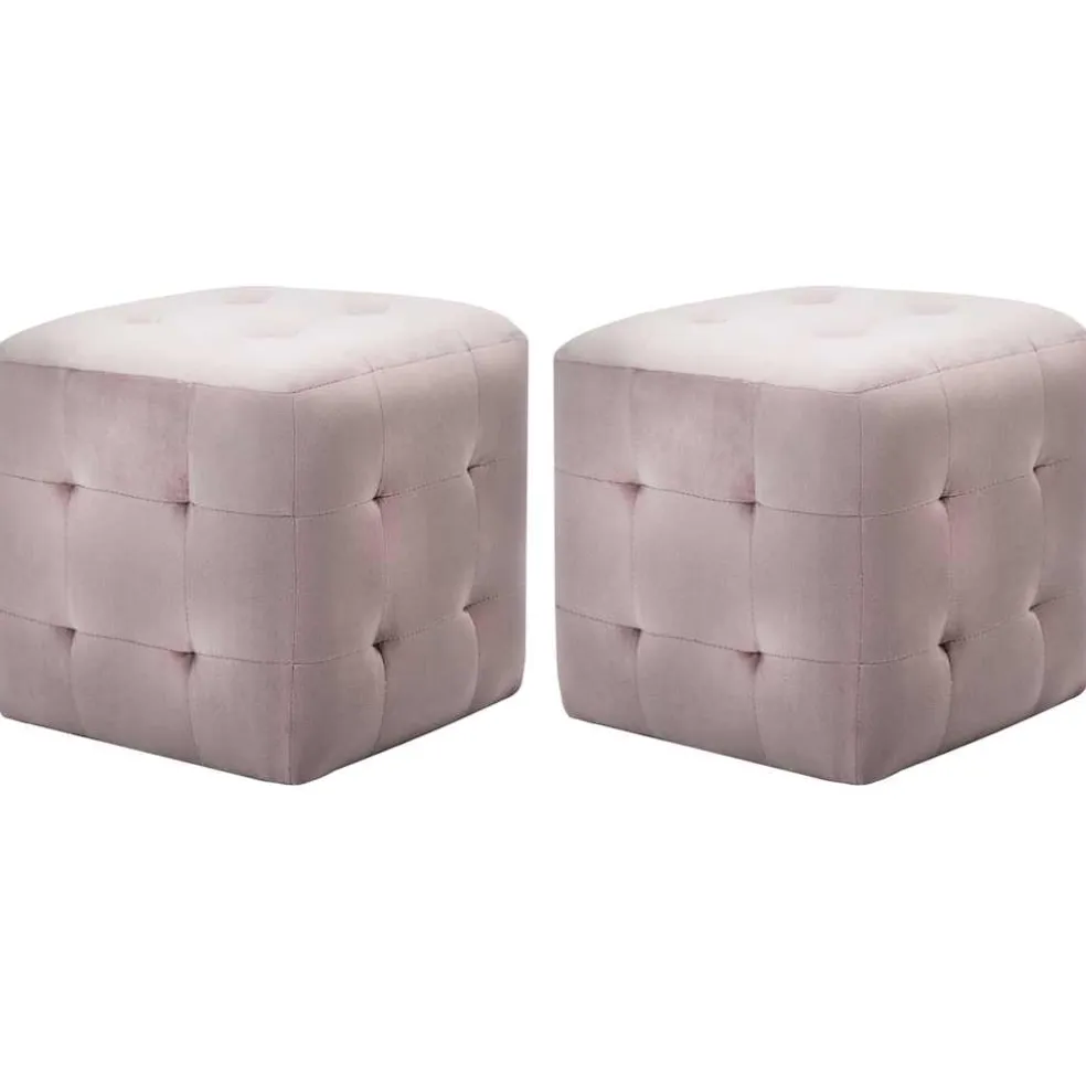 vidaXL Poef 2 st 30x30x30 cm fluweel roze