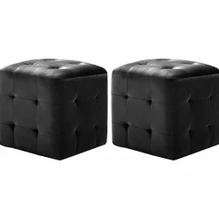vidaXL Poef 2 st 30x30x30 cm fluweel zwart