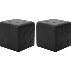 vidaXL Poef 2 st 30x30x30 cm kunstleer zwart