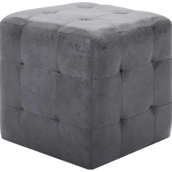 vidaXL Poef 2 st 30x30x30 cm kunstsuède grijs