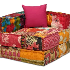 vidaXL Poef tweezits modulair stof patchwork