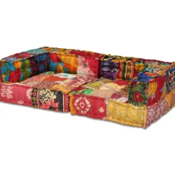 vidaXL Poef tweezits modulair stof patchwork