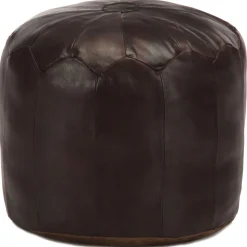 vidaXL Poef 40x35 cm echt geitenleer donkerbruin