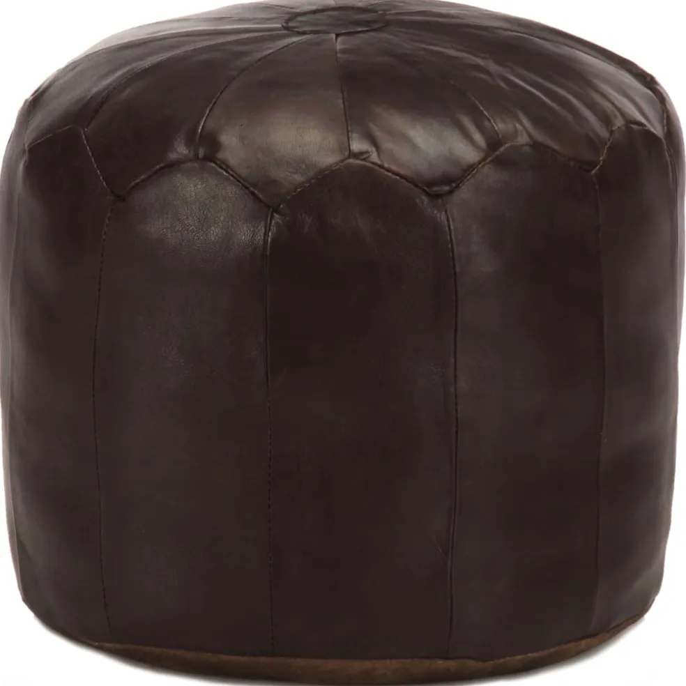 vidaXL Poef 40x35 cm echt geitenleer donkerbruin