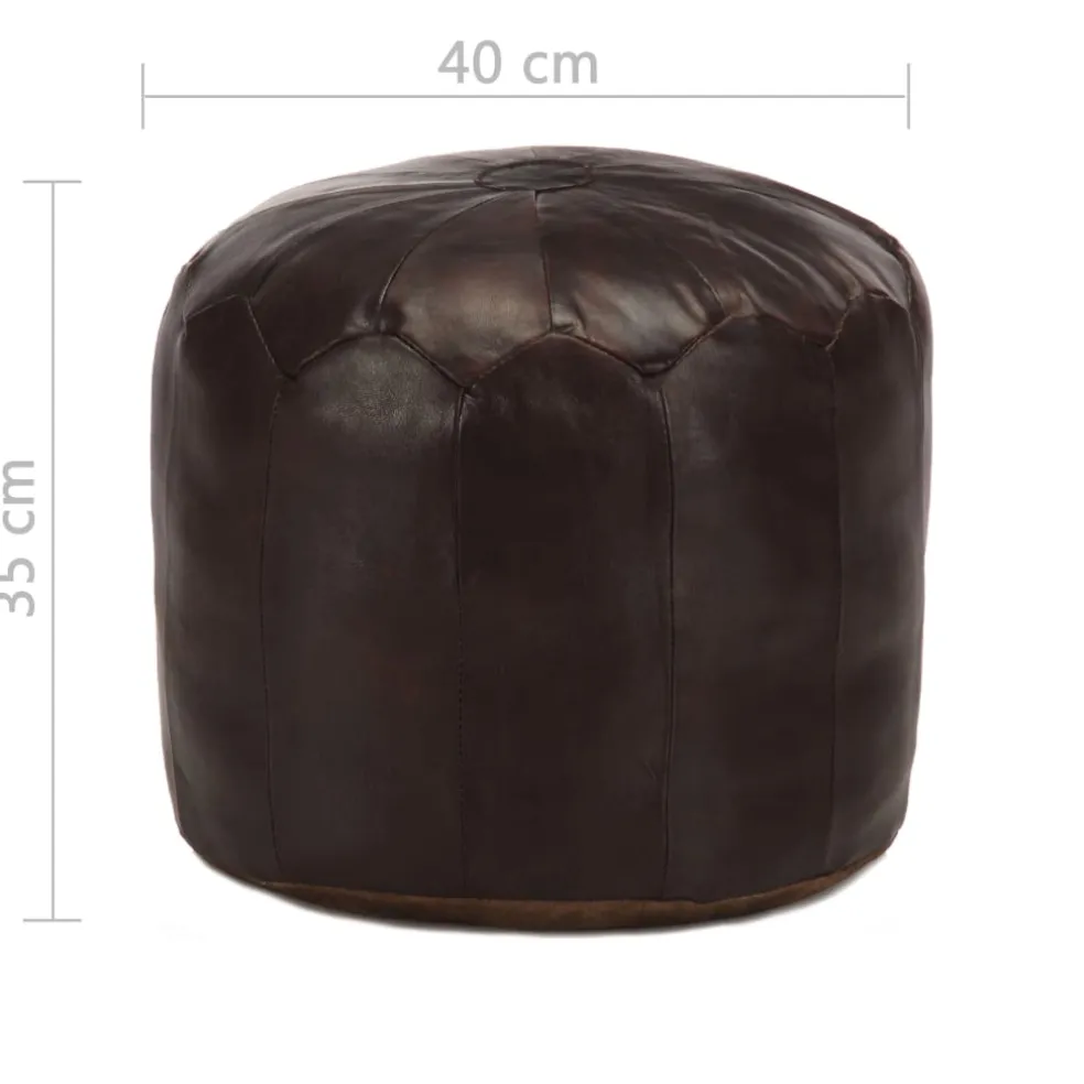 vidaXL Poef 40x35 cm echt geitenleer donkerbruin