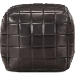 vidaXL Poef 40x40x40 cm echt geitenleer zwart