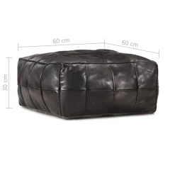 vidaXL Poef 60x60x30 cm echt geitenleer zwart