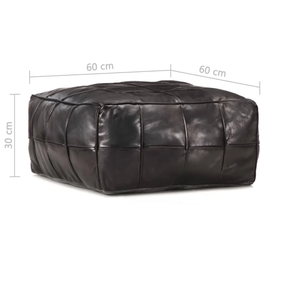 vidaXL Poef 60x60x30 cm echt geitenleer zwart