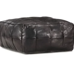 vidaXL Poef 60x60x30 cm echt geitenleer zwart