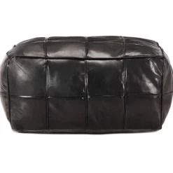 vidaXL Poef 60x60x30 cm echt geitenleer zwart