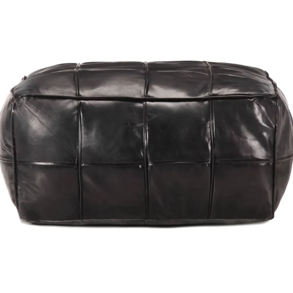 vidaXL Poef 60x60x30 cm echt geitenleer zwart