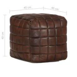 vidaXL Poef 40x40x40 cm echt geitenleer donkerbruin