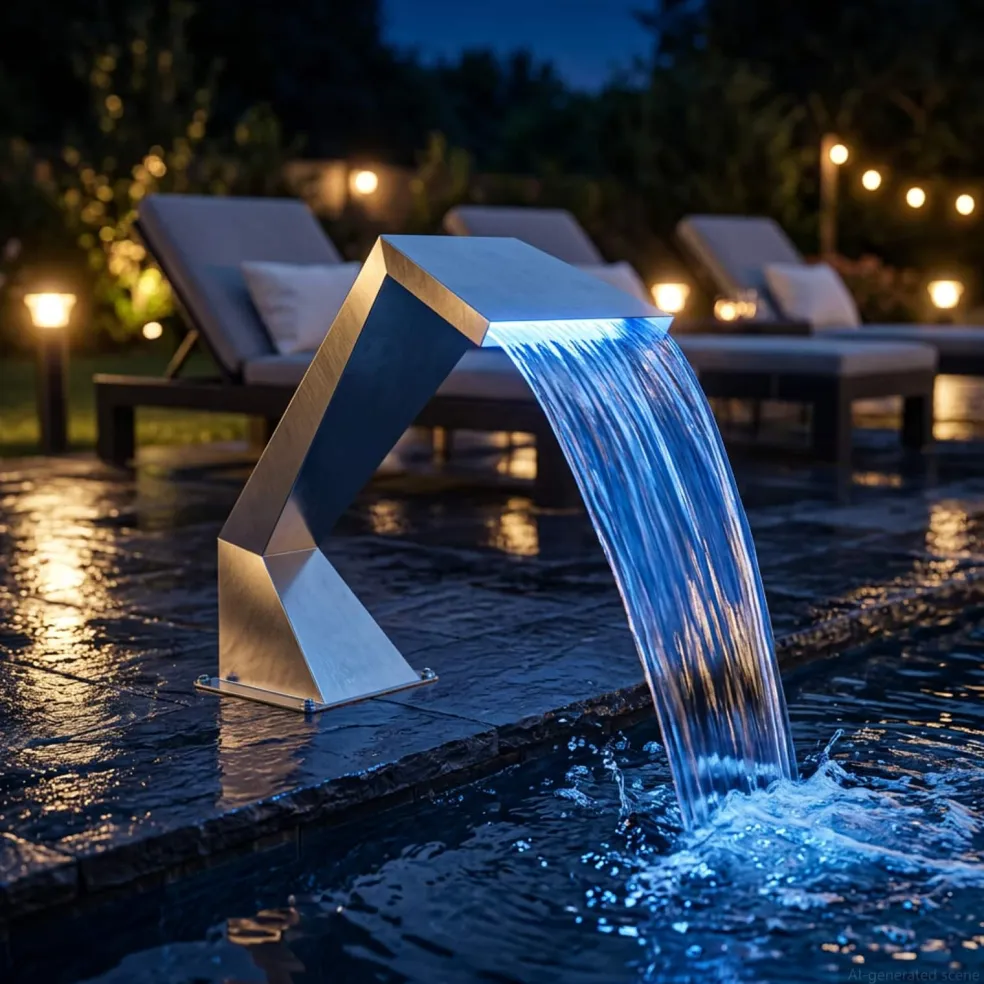 vidaXL Pool Waterval Roestvrij staal 63,5 x 29 x 51 cm Zilverkleurig