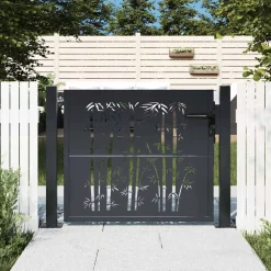 vidaXL Poort met bamboe-ontwerp 100x75 cm staal antracietkleurig