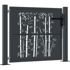 vidaXL Poort met bamboe-ontwerp 100x75 cm staal antracietkleurig