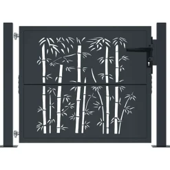 vidaXL Poort met bamboe-ontwerp 100x75 cm staal antracietkleurig