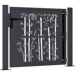 vidaXL Poort met bamboe-ontwerp 100x75 cm staal antracietkleurig