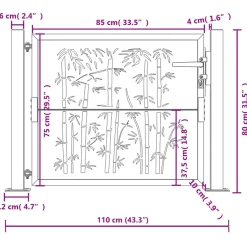vidaXL Poort met bamboe-ontwerp 100x75 cm cortenstaal