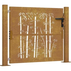 vidaXL Poort met bamboe-ontwerp 100x75 cm cortenstaal