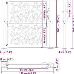 vidaXL Poort met bladontwerp 100x100 cm weervast staal