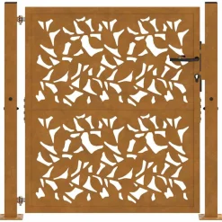 vidaXL Poort met bladontwerp 100x100 cm weervast staal