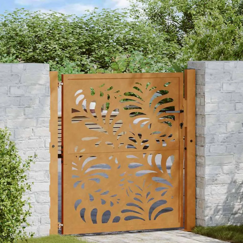 vidaXL Poort met golfontwerp 100x100 cm weervast staal