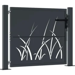 vidaXL Poort met grasontwerp 100x75 cm staal antracietkleurig