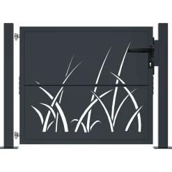 vidaXL Poort met grasontwerp 100x75 cm staal antracietkleurig