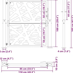 vidaXL Poort met lichtontwerp 100x125 cm weervast staal