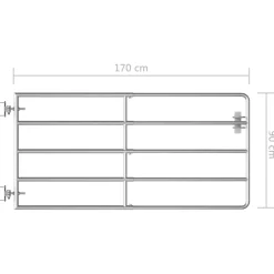 vidaXL Poort met 5 stangen (95-170)x90 cm staal zilverkleurig