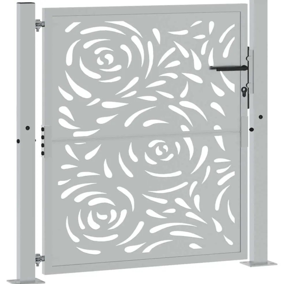 vidaXL Poort met vlamontwerp 100x100 cm weervast staal