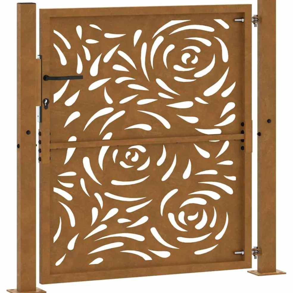 vidaXL Poort met vlamontwerp 100x100 cm weervast staal