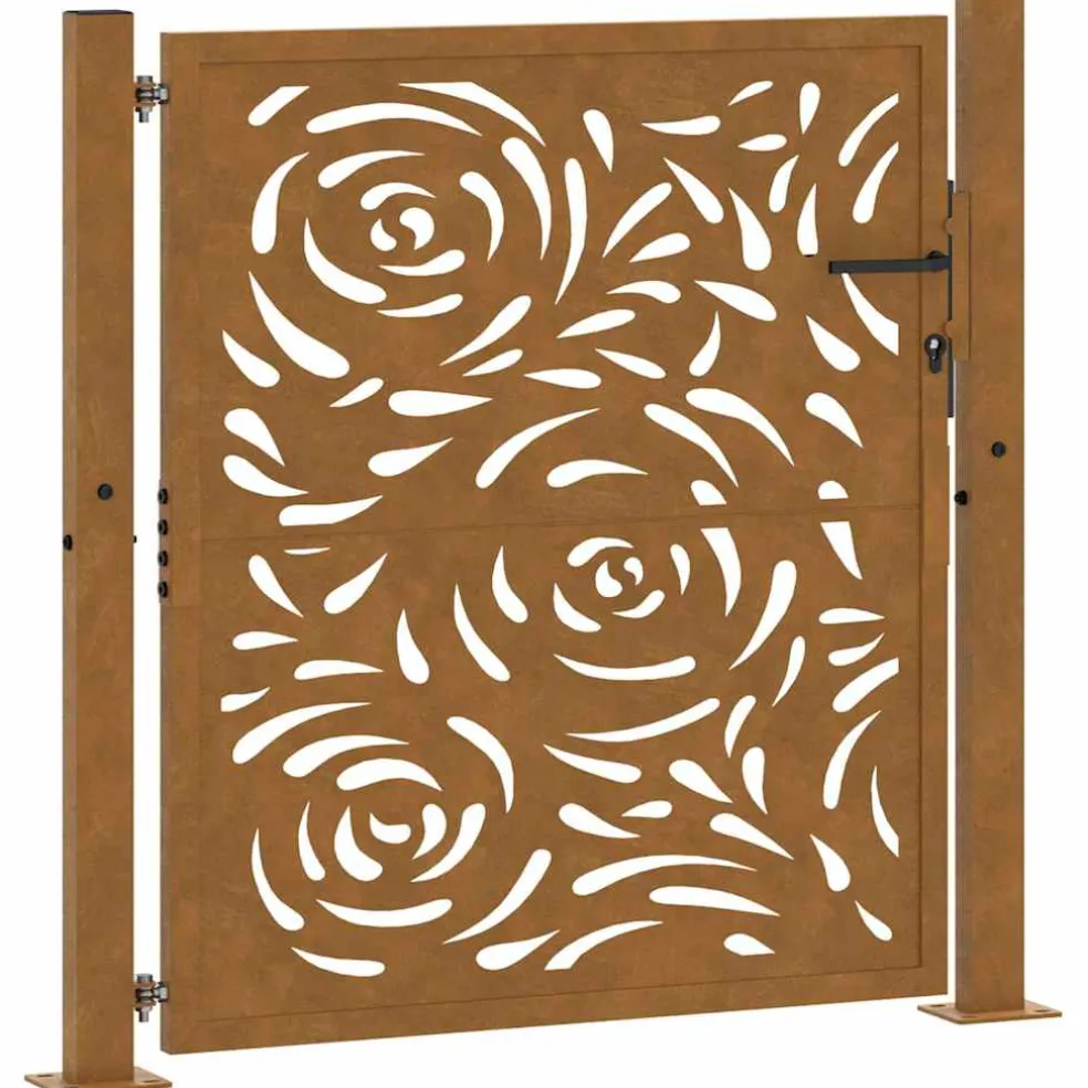 vidaXL Poort met vlamontwerp 100x100 cm weervast staal