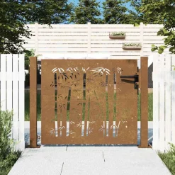 vidaXL Poort 100x75 cm bamboe-ontwerp cortenstaal