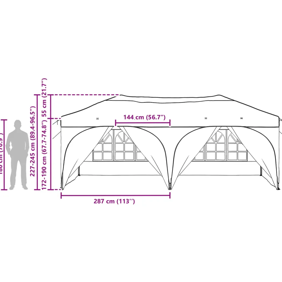 vidaXL Pop-up partytent 575 x 288 x 245 cm Antraciet Oxford Stof