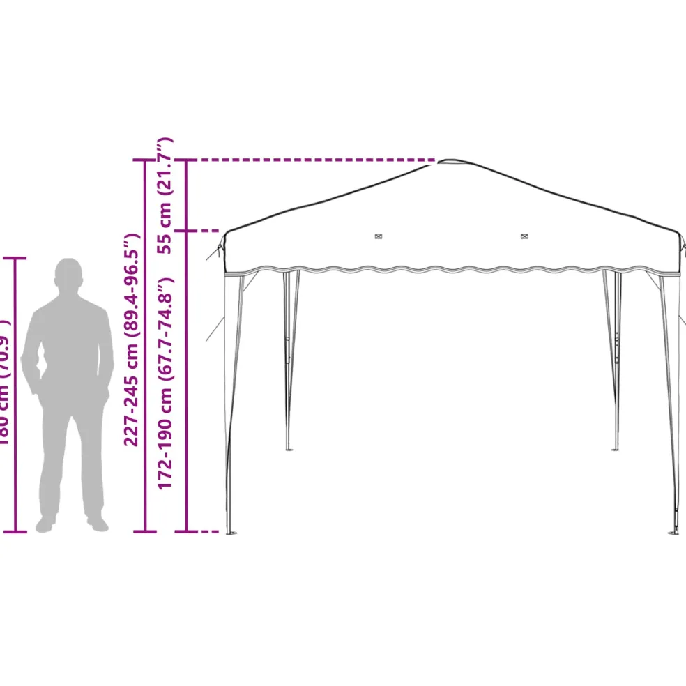 vidaXL Pop-up partytent 288 x 288 x 245 cm Bordeauxrood Oxford Stof