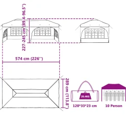 vidaXL Pop-up partytent 575 x 288 x 245 cm Crèmekleurig Oxford Stof
