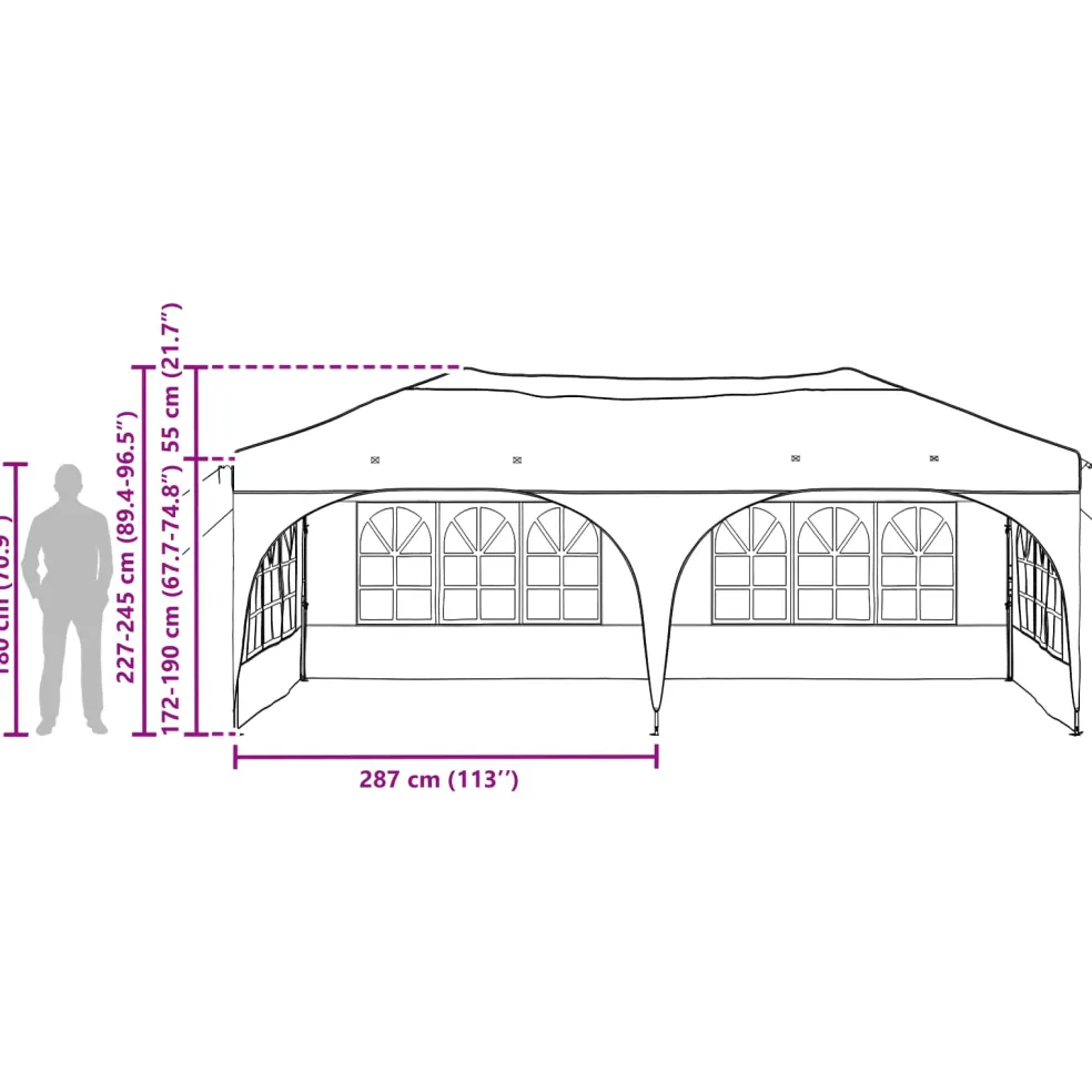 vidaXL Pop-up partytent 575 x 288 x 245 cm Crèmekleurig Oxford Stof