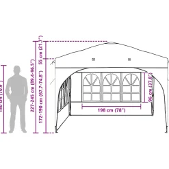 vidaXL Pop-up partytent 290 x 290 x 245 cm Crèmekleurig