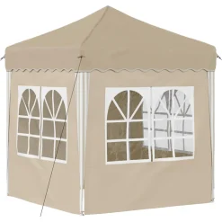 vidaXL Pop-up partytent 195 x 195 x 245 cm Crèmekleurig Oxford Stof