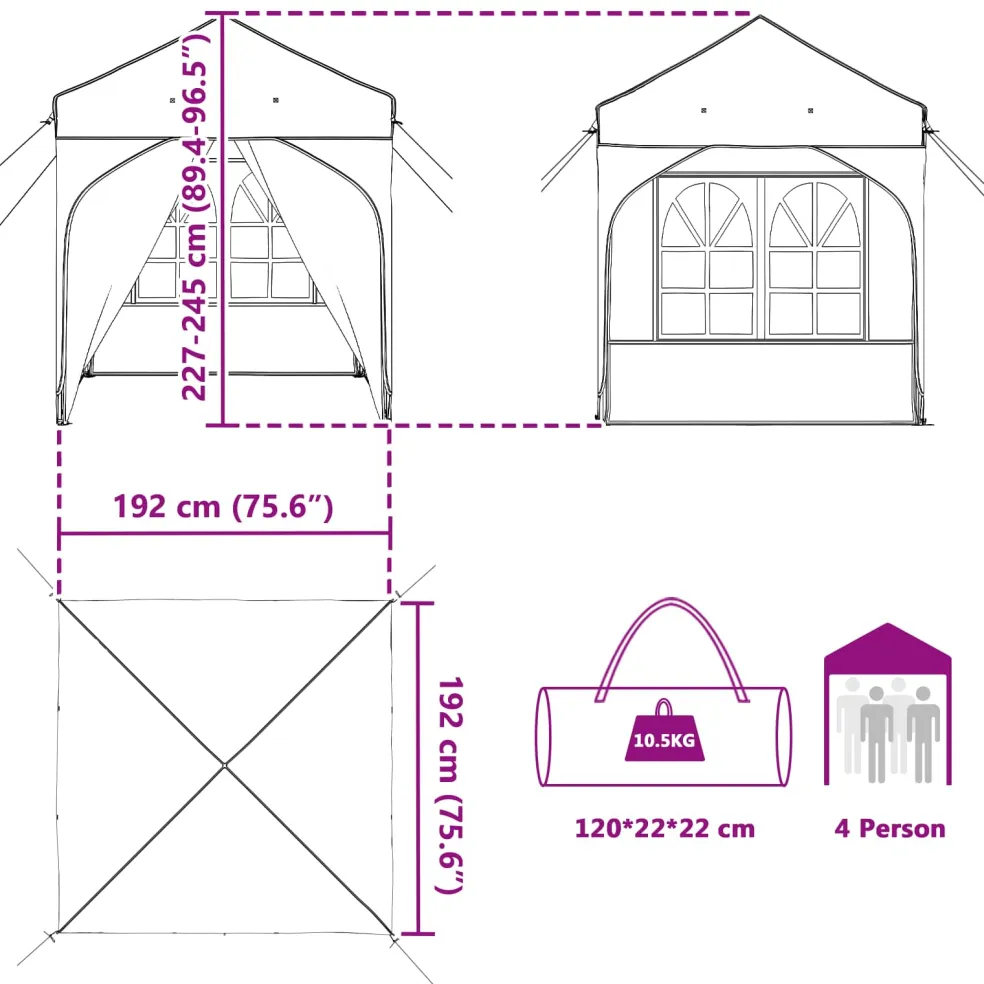 vidaXL Pop-up partytent 192 x 192 x 245 cm Groen