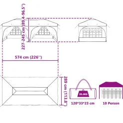 vidaXL Pop-up partytent 575 x 288 x 245 cm Oranje Oxford Stof