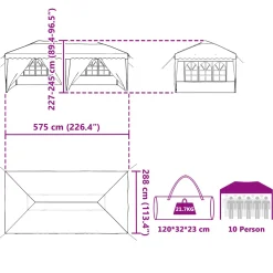 vidaXL Pop-up partytent 575 x 288 x 245 cm Taupe